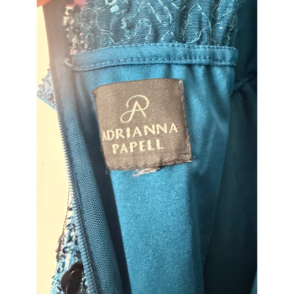 NWT Adrianna Papell Floral Beaded Blue Gown Mother of Bride Wedding Guest Dress - Picture 4 of 16